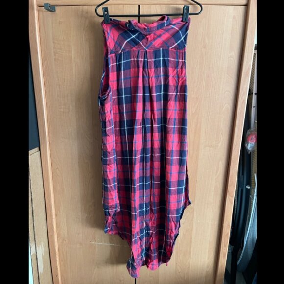 NWT NEW Rails Red Button Up Plaid Long Sleeveless Shirt Dress w/ slits LARGE - Picture 3 of 10